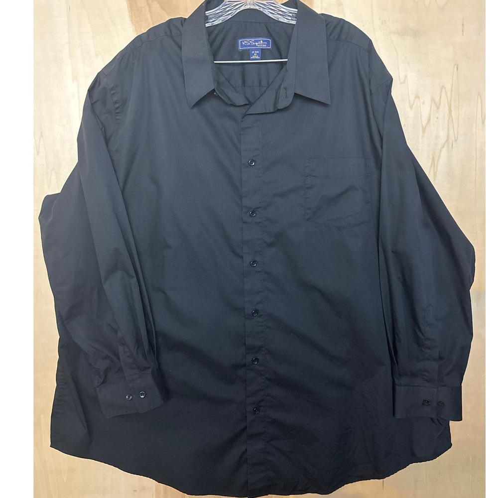 KS Signature Button Up Shirt Mens 20 35/6 Long Sleeve Black‎ Big
